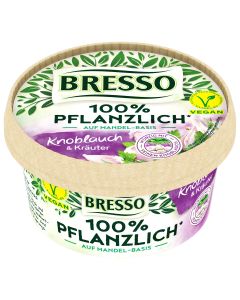 BRESSO Brotaufstrich 100% PFLANZLICH mit Knoblauch & Kräutern, 140g